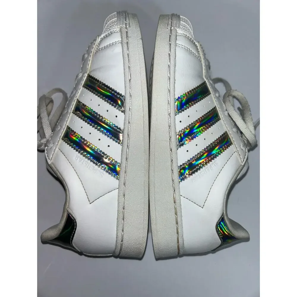 Adidas Superstar Little Kids’ White Iridescent IG0239 Sneakers Size 2 US Kids